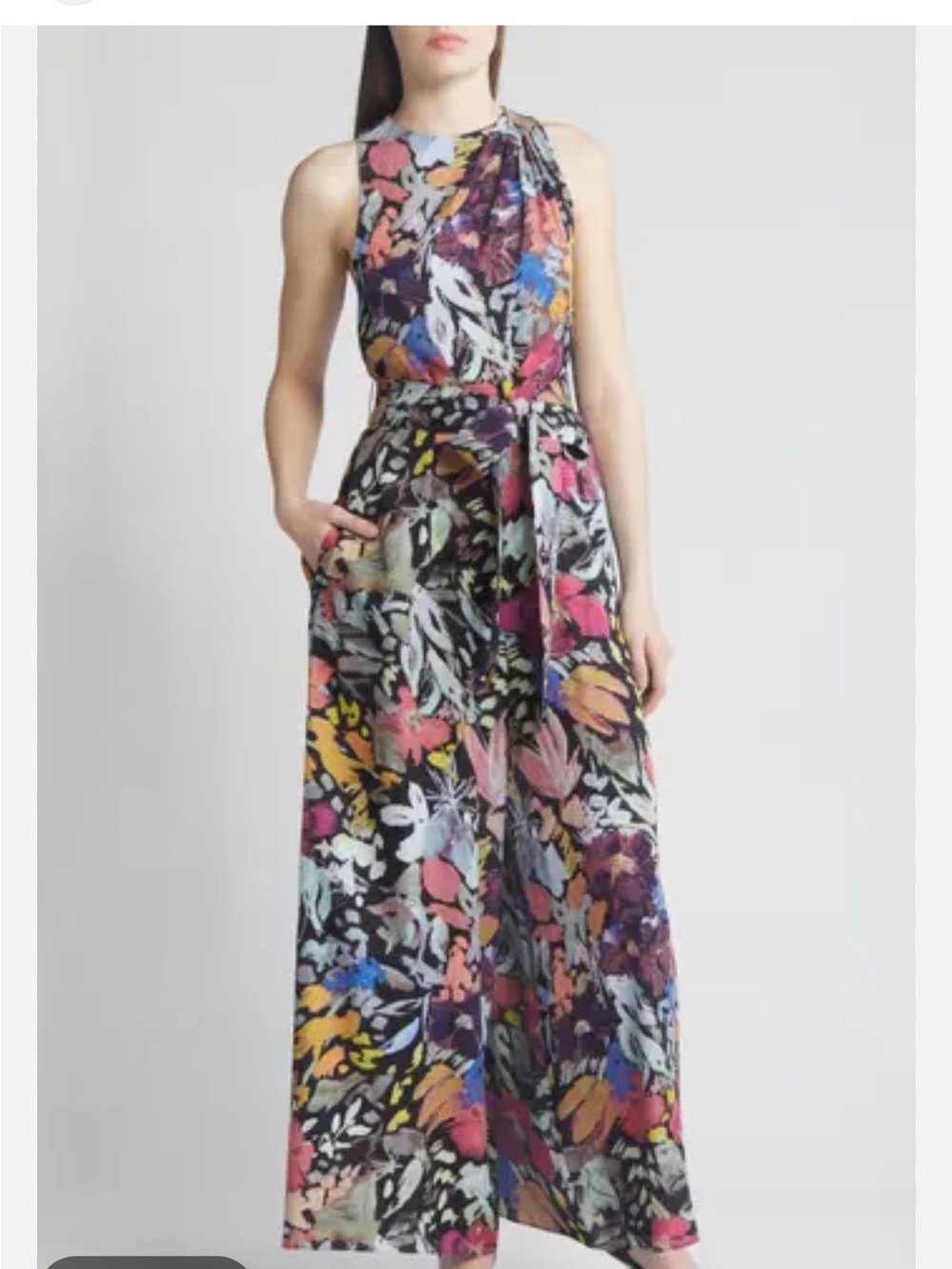 Ted Baker London Orta Floral Halterneck Sleeveless Wide Leg Chiffon Jumpsuit NWT